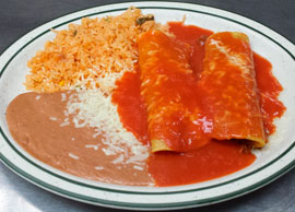 Combination 5 Two Enchiladas Rice and Beans (Dinner)